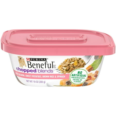 UPC: 0017800169639 | Purina Beneful Wet Dog Food for Adult Dogs High Protein Gravy Chopped Blends Salmon 10 oz Tubs (8 Pack)