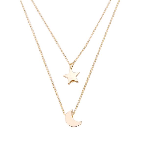 Double Women Cute Bijoux Necklaces Star Necklace Pendants Layered