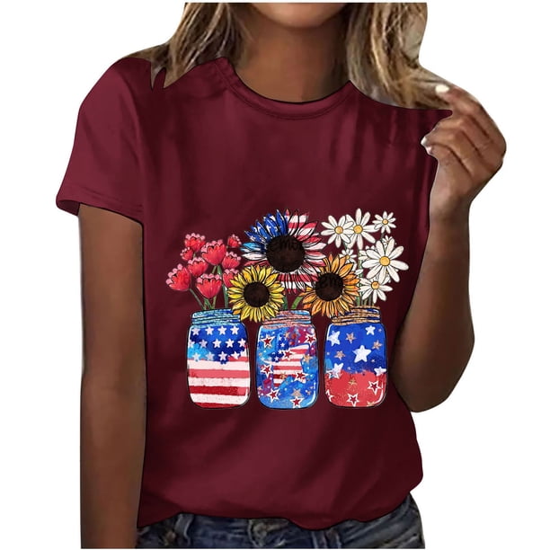 Fiudx Liquidación de Ofertas Flash Camisas de Manga Corta para Mujer, Estilo Independiente, para Mujer