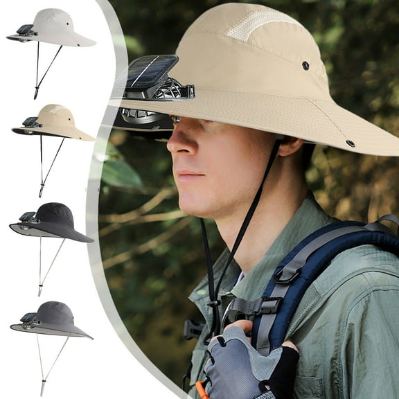 PALIFEUR Solar Powered Fan Hat Outdoor Solar Fan Hat Lightweight Comfortable Sun Hat Rechargeable Summer Hat With Fans Solar Power for Hiking Camping Beach