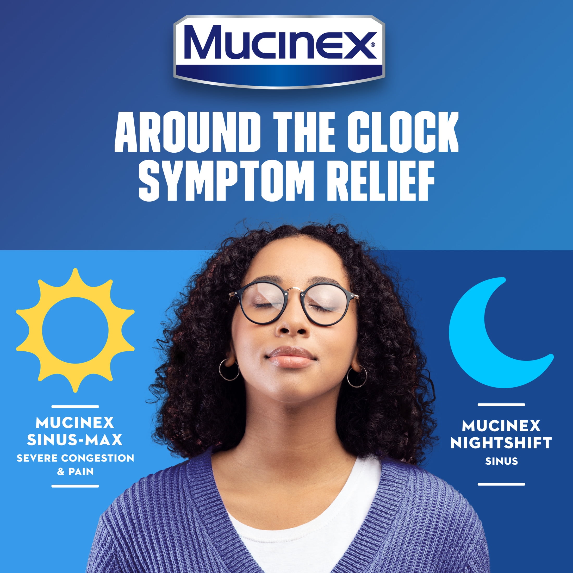 Mucinex Sinus-Max Severe Congestion & Pain & Nightshift Sinus Medicine, Headache Relief, 2x6 fl oz