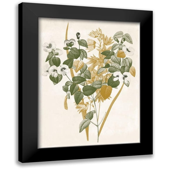 Grey, Jace 12x14 Black Modern Framed Museum Art Print Titled - Green and Gold Flowers 4