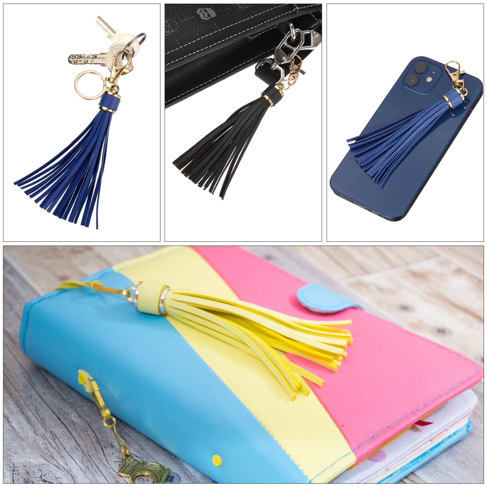 Unique Bargains PU Leather Tassels for Keychain Making Crafting Clasp Orange
