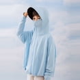 thumbnail image 2 of Tfken Unisex Kids Sun Protection Jackets Windbreaker Summer Travel Hiking Long Sleeve Sunwear Hooded Full Coverage Sun Jacket Zip Up Beach Outdoor Children Stretchy Coats Size 8-10 Years Blue, 2 of 3