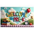 thumbnail image 7 of Colorful Welcome to Pre K Banner with School Bus Books Apples Alarm Clock Backdrop Decor for Preschool Opening Party Classroom Decorations Photography Props, 7 of 7