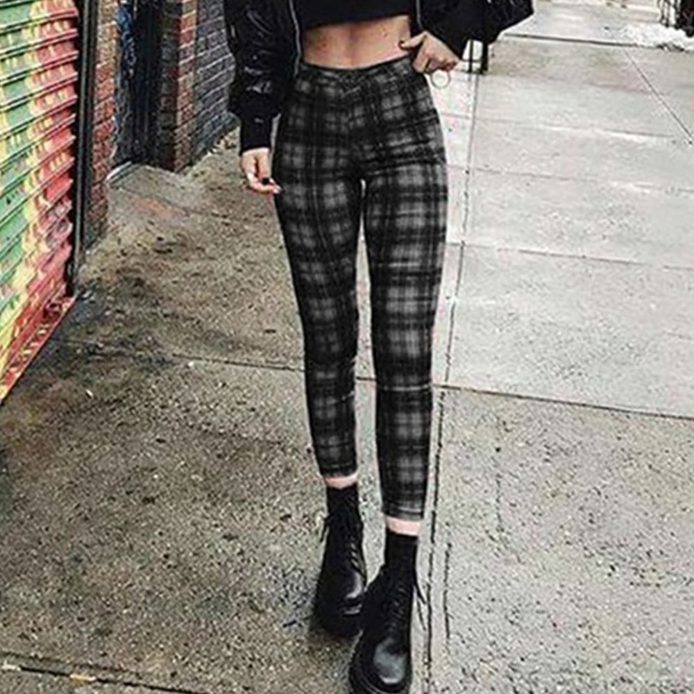 High Waisted Check Leggings