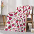 thumbnail image 7 of Red Pink Strawberry Flannel Blanket for Bed, Lovely Summer Spring Fruit Soft Cozy Warm Couch Throw Blanket, Lightweight Fluffy Plush Bedding Blankets for Sofa Decor All Season 60"x80", 7 of 7