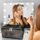 thumbnail image 5 of Uuiauoio PU Leather Travel Makeup Bag, Large Capacity Cosmetic Bag for Women, Waterproof Portable Pouch with Divider, Toiletry Organizer with Handle, 5 of 6