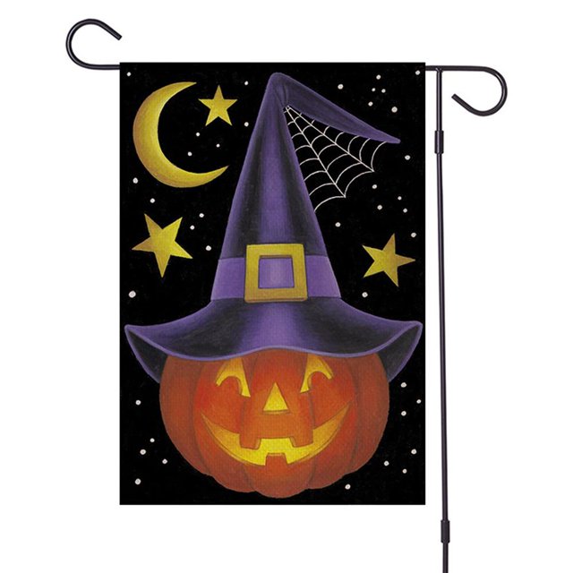 Jardín De Halloween Bandera De Vacaciones De Lino De Doble Cara Decoración De Patio Para Vallas Paredes De Ventanas seitruly HA041436-02