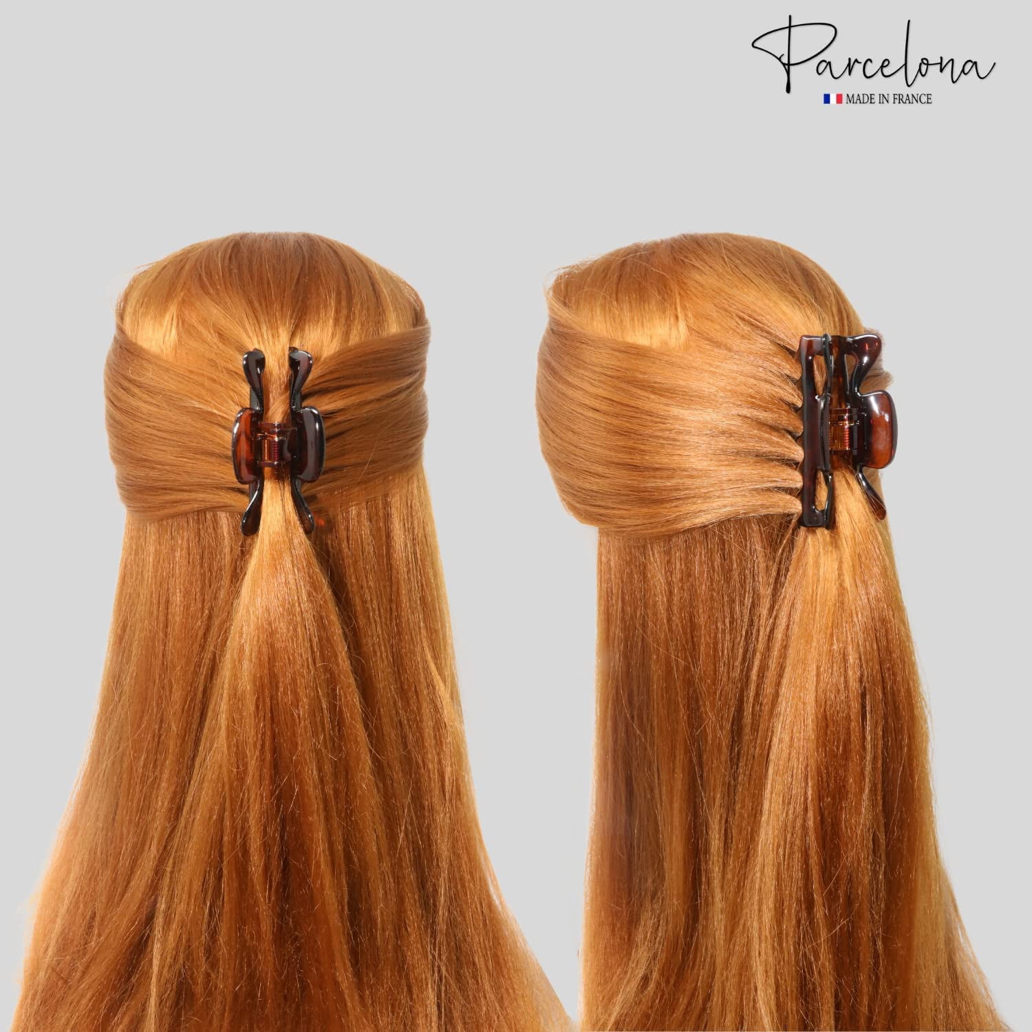 Parcelona French Classic 3" Medium Celluloid Hair Claws for Women & Girls (2Pcs) (TortoiseShell-Savana)