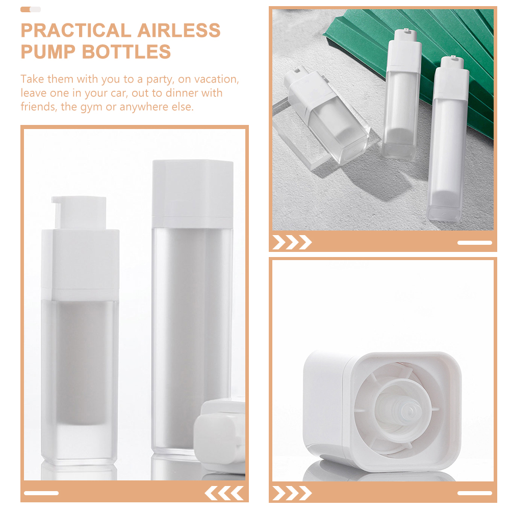 BESTYASH 4-Pack White Airless Pump Bottles Refillable Travel Lotion Containers Lightweight for Cosmetics and Creams