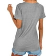 thumbnail image 6 of HUBERY Women Solid Color V Neck Front Buttons Short Sleeve T-Shirt, 6 of 6