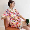 thumbnail image 2 of Pijama de seda de hielo de alta gama para mujer, nuevo conjunto de pijama de verano de manga corta con estampado de frutas y viento dulce para fiesta, bonito conjunto de pijama de satén para mujer., 2 of 6