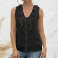 thumbnail image 4 of Ersazi Womens Tank Tops 2024 Summer Women's V Neck Sleeveless Lace Dots Shirts Blouses Vintage Elegant Tops Black S, 4 of 9