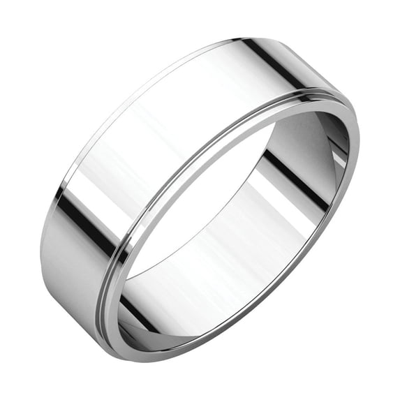 Jewels By Lux 14K White Gold 6mm Flat Edge Bridal Wedding Ring Band Size 8