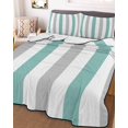 thumbnail image 2 of Quilts Twin XL Size, Turquoise Grey Stripe Soft Comforter Bedding Set for Bed, Modern Farmhouse Vertical Striped Lightweight Quilted Bedspread with Pillow Cover(2 Pieces) for All Season, 68x98 Inch, 2 of 6