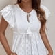 thumbnail image 2 of Top con manga casquillo para mujer,Top con ojales y manga casquillo con volantes para mujer Blusa con manga con volantes para mujer Artesanía superior, 2 of 7