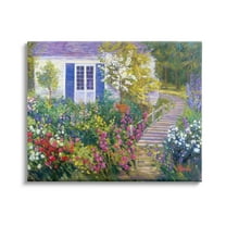 Stupell Industries Garden Cottage House Landscape Painting Gallery Wrapped Canvas Art Print Wall Art, 30 x 24