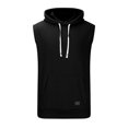 thumbnail image 3 of AHTJRT Men's Sleeveless Hooded Tank Top Lightweight Versatile Drawstring Hood Front Pocket Gym Tees Black M, 3 of 5