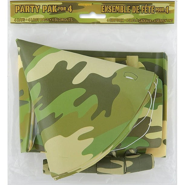 Unique Boys Camo Army Party Favors for 4 12pc Party Pack, Camouflage