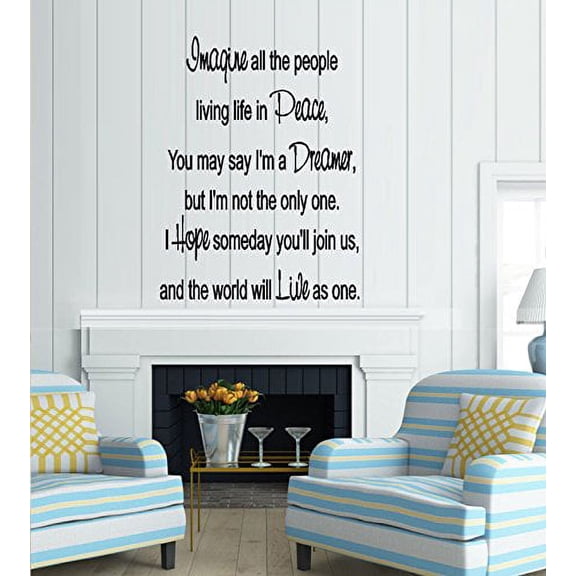 Decal ~ Imagine all the people: Lyrics ~ WALL DECAL 20" X 30"