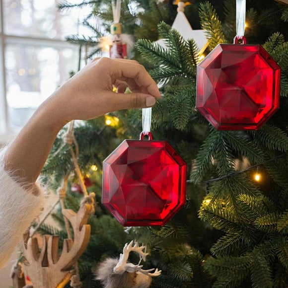 Adornos para Árbol de Navidad, Colgantes de Piedras Preciosas de Plástico Brillantes y Coloridos, Decoraciones para Navidad y San Valentín, Productos Festivos, Regalos.