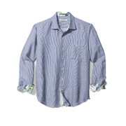 $115 Tommy Bahama Line in the Sand Linen Shirt, Bering Blue-S.