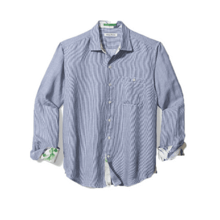 $115 Tommy Bahama Line in the Sand Linen Shirt, Bering Blue-S.