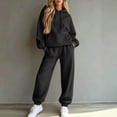 thumbnail image 3 of WULMLEO 2 Piece Sets for Women Matching Hooded Hoodies and Wide Leg Sweatpants Loose Fit Tracksuit Set Casual Relaxed Workout Two Piece Set Black L, 3 of 7