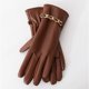 thumbnail image 2 of Guantes de cuero sintético con cadena de moda para mujer, cálidos y de terciopelo, gruesos, con dedos completos, para conducción al aire libre, con pantalla táctil, 2 of 5