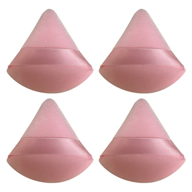 GUANGHONG 4pc Triangle Powder Puff Soft Powder Puffs for Face Powder Velour Makeup Puff with Triangle Shape Easily Get In the Corner of Eyes Nose Make Your Skin Looking
