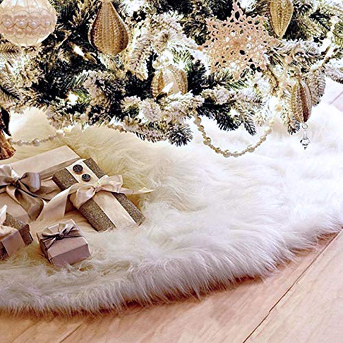 Plush Faux Fur Xmas Tree Skirts Base Cover for Christmas Holiday Decorations Tree Oranments HusDow 30inch White Christmas Tree Skirts Plush Faux Fur Xmas Tree Skirts Base Cover for Christmas Holiday Decorations Tree Oranments HusDow 30inch White Christmas Tree Skirts