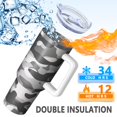 thumbnail image 3 of Camouflage 40oz Tumbler– Stainless Steel Insulated Tumbler with Handle and Straw, Large Capacity Travel Cup for Hot & Cold Drinks, 3 of 6