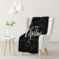 thumbnail image 6 of Throw Blanket 40x50 Inch,Black White Merry Christmas Text Cozy Soft Lightweight Fuzzy Flannel Blanket 50x40 Inch Suitable for Couch Bed Sofa Living Room in All Seasons, 6 of 6