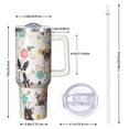thumbnail image 2 of OBREWU Dogs with Party Hats and Flowers Tumbler with Handle and Lid,Dogs with Party Hats and Flowers 40oz Double Wall Vacuum Insulated Tumbler,Cups Gift for Women and Men, 2 of 7