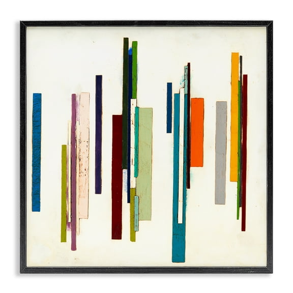 Stupell Industries Mid-Century Modern Asymmetrical Blocked Shapes Black Framed Giclee Art, 17 x 17, by Laura Van Horne
