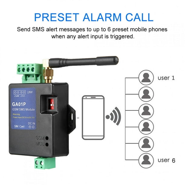 Alarme SMS Qiilu, système d'alarme GSM, GA01P GSM Mini alerte de panne de  courant à distance intelligente SMS sécurité d'alarme d'appel 