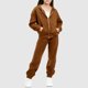 thumbnail image 1 of Chaqueta de invierno de color liso para niños, sudadera larga con capucha y cremallera y pantalones deportivos con lazo en las piernas, conjunto deportivo informal con forro polar para mayor calidez,, 1 of 5