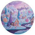thumbnail image 2 of 15 Inch Round Grid Plate Mats Heat Non-Slip Resistant PVC Placemats for Kitchen Dining Table Decor Whimsical Candyland Scene 1PCS, 2 of 5