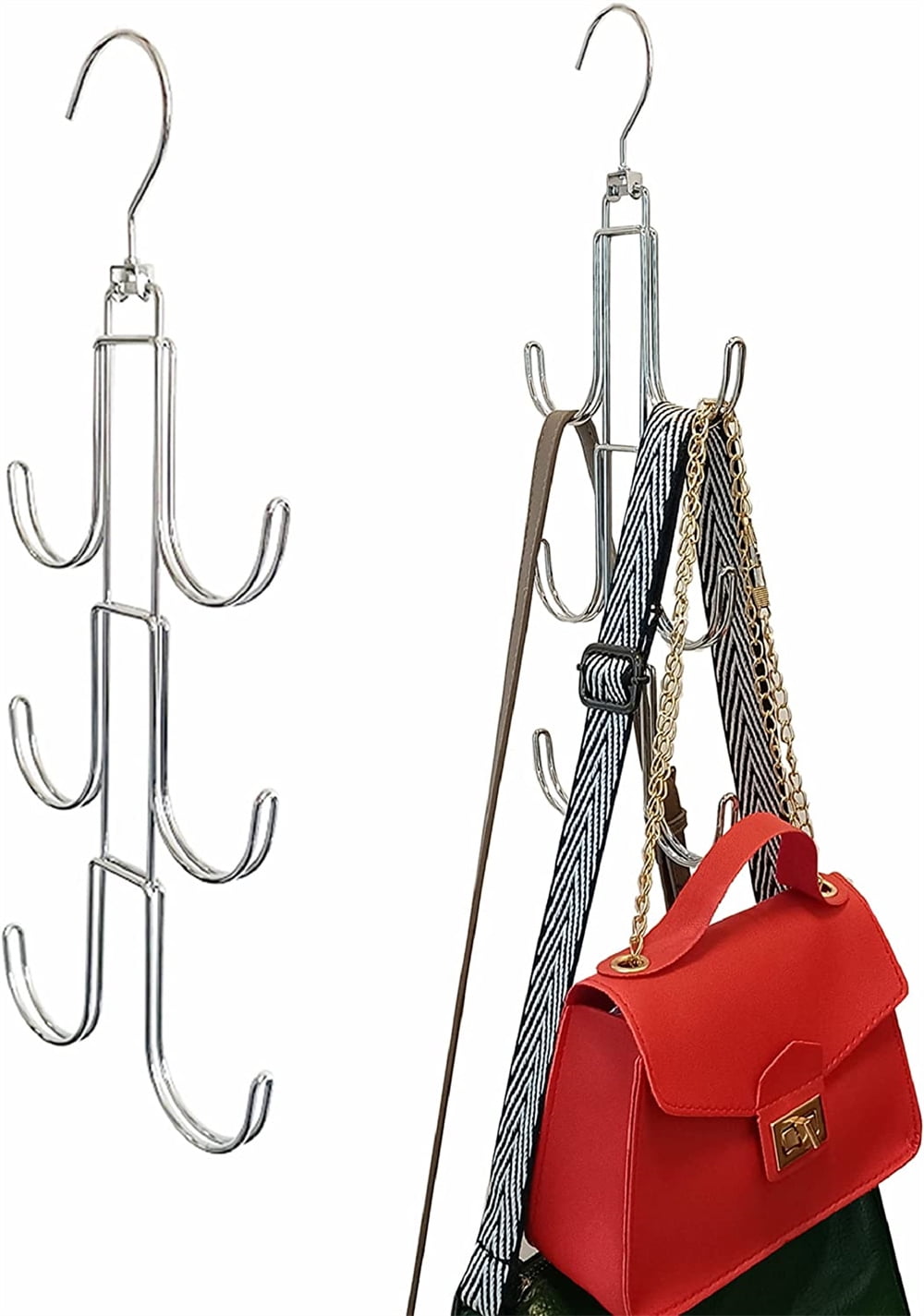 IZUS Bag-Organizer-Holder Purse Hanger - 20 Hooks for Closet and Door 2Pcs  (Rack for Handbags/2 pcs Hold 20 Bags)