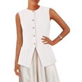 thumbnail image 1 of Chaleco PRETTYGARDEN sin mangas con botones blanco XXL, 1 of 8