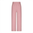 thumbnail image 4 of LYXSSBYX Womens Pants Clearance Women's Casual Solid Medium Waist Pocket Loose Split Ice Silk Wide Leg Pants, 4 of 6