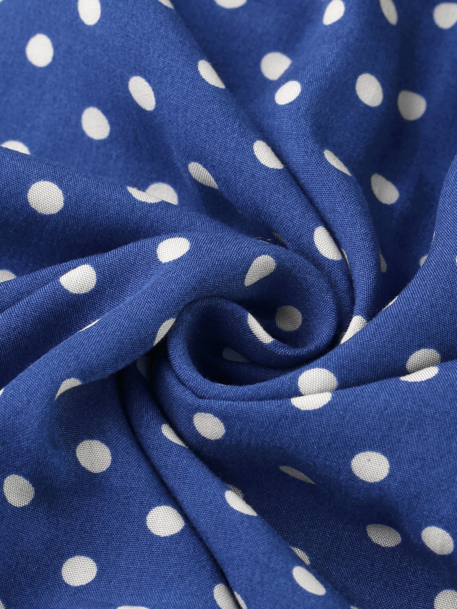 DARING DIVA Women's Sleeveless Belted Spaghetti Strap Polka Dots Dress S Blue