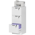 thumbnail image 1 of CoSoTower Vertical Filing Cabinet with 3 Drawers, Lock, File Cabinet for Home Office, A4 and Letter Size Files, White, 1 of 7