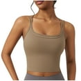 thumbnail image 2 of Summer Womens Plus Size Tank Tops Built In Bras Sleeveless Round-Neck Solid Casual Regulars Khaki Fitted Tank Tops S-XL, 2 of 5
