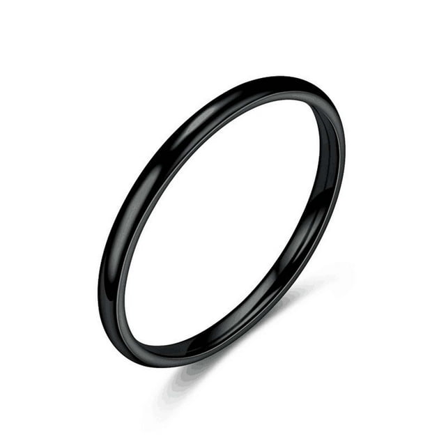 EGNMCR Temperament Versatile 2MM Thin Titanium Steel Ring Female Fashion Plain Ring Tail Ring Jewelry a ring