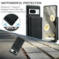 thumbnail image 4 of for Google Pixel 8A Wallet Case, Minimalist Luxury PU Leather Magnetic Detachable Credit Card Holder, 2 in 1 Zipper ID Cash Slot, Magnetic Closure Kickstand Folio Flip Slim Cover,Black, 4 of 7