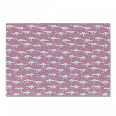 Kangaroo Cutting Board, Silhouette of Jumping Adult Kangaroo Animal Pattern in Diagonal Alignment, Decorative Tempered Glass Cutting and Serving Board, in 3 Sizes, by Ambesonne