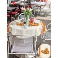 thumbnail image 4 of Outdoor Tablecloth with Umbrella Hole and Zipper, Orange Fall Round Table Cloth 54 Inch Waterproof Tablecloth, Thanksgiving Sunflower Pumpkin Stripe Picnic Table Cover for Patio Camping, 4 of 7