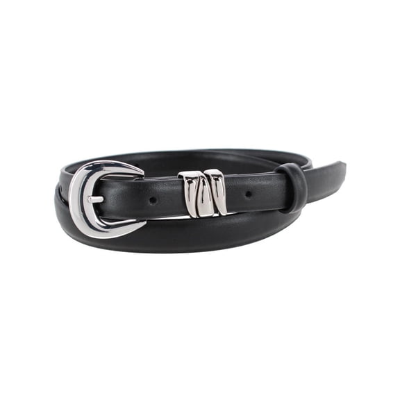 CTM Skinny Leather Dress Belt with Keeper Detail (Women)